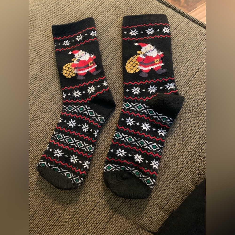 Festive Black Santa Socks